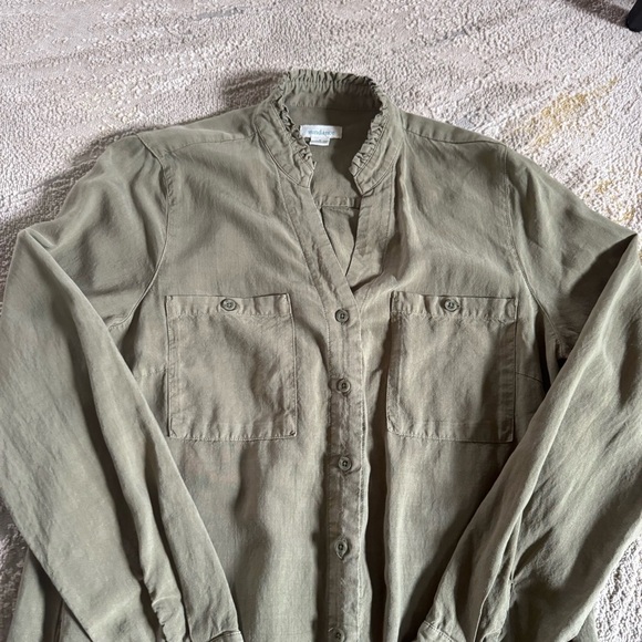 Sundance Adrienne maxi long midi Shirt Dress Olive Green button front small - Picture 6 of 12